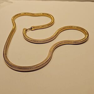 Snake Square Chain 30" Long x 1/4"W Goldtone Necklace